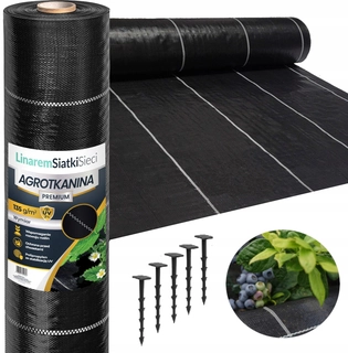 Agrotextília - Mulčovacia agrolátka (proti burine) Linárne pletivá čierna 160 x 5000 cm 135 g/m² + KOLÍKY KOLÍKY DO AGROTKANICKÝCH SIETE NA KRTKY 50 ks